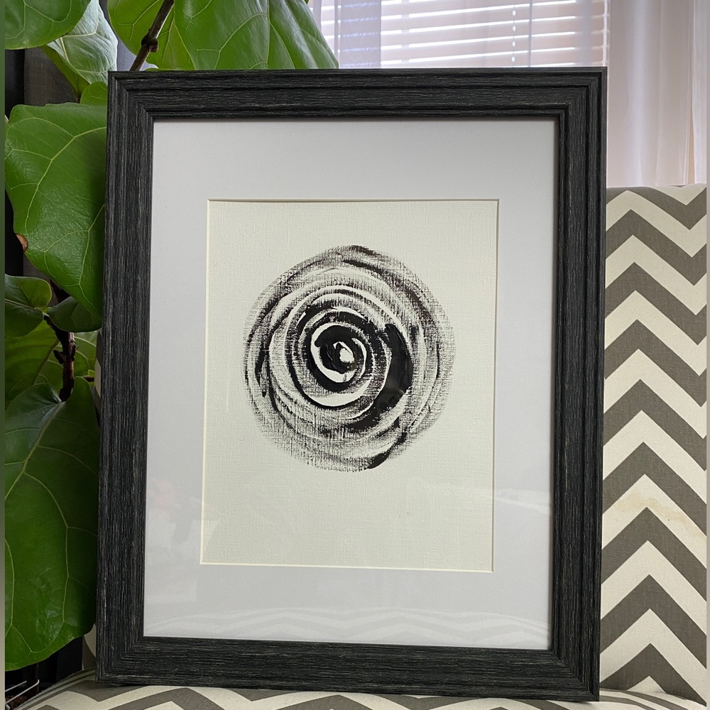 Abstract Acrylic Original Painting On Canvas Paper 9X12 Wall Art Black White
